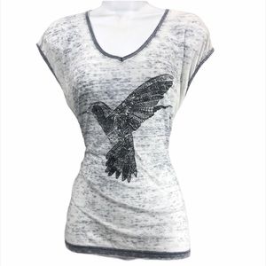 DANNII MINOGUE Women Size 10P Thin Bird V Neck Top